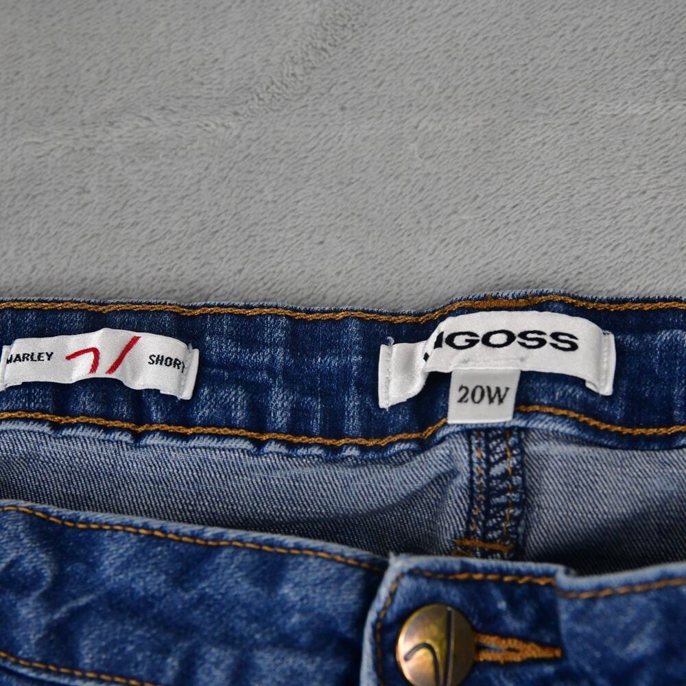 VIGOSS Bermuda Jean Shorts 20W (38x6) Marley Denim Fringe Stretch Mid - Picture 2 of 7